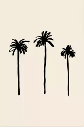 Three black palm tree - affiche palmier noir et blanc