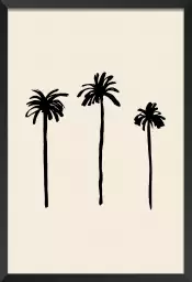 Three black palm tree - affiche palmier noir et blanc