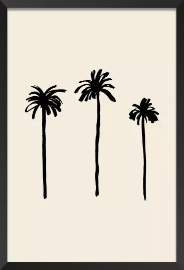 Three black palm tree - affiche palmier noir et blanc