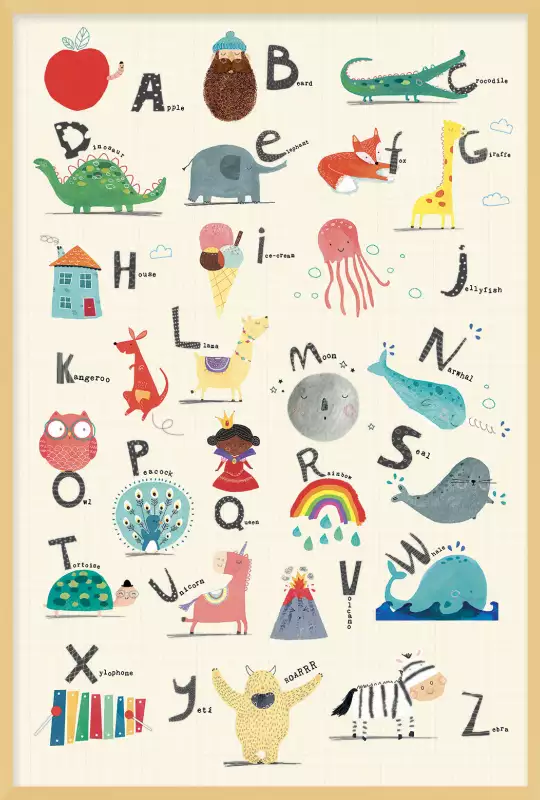 Tableau alphabet enfant│Deco murale chambre enfant │Hexoa