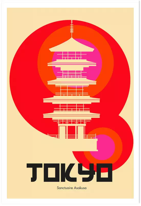 Tokyo temple Asakusa - tableau villes du monde