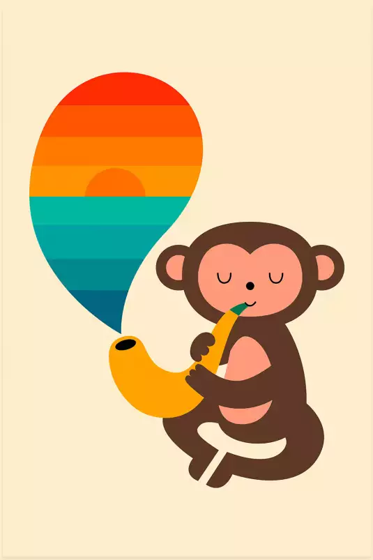 Monkey banana - poster enfant