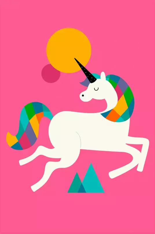 Licorne rose - poster enfant