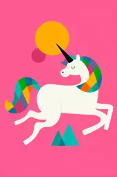 Licorne rose - poster enfant