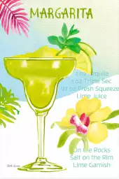 Margarita en aquarelle - affiche recette cocktail