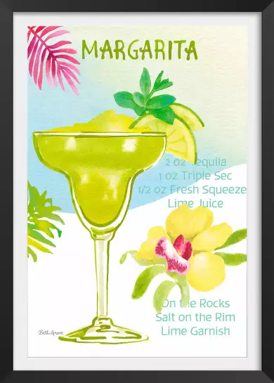 Margarita en aquarelle - affiche recette cocktail