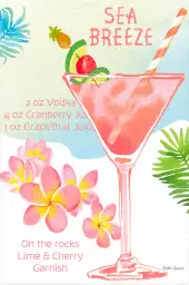 Sea breeze en aquarelle - affiche recette cocktail