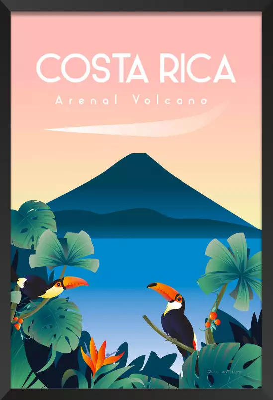 Volcan du costa rico - affiche de voyage