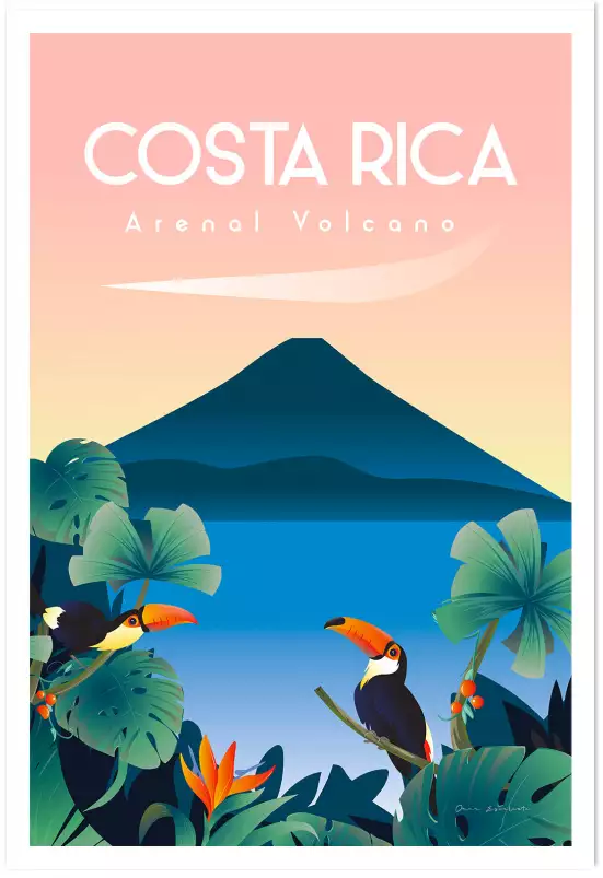 Volcan du costa rico - affiche de voyage