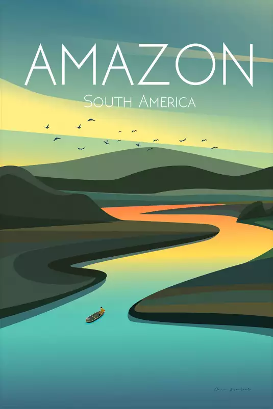 Fleuve d'amazonie - affiche de voyage