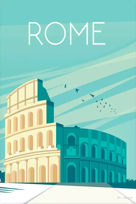 Rome et le colisée - affiche de voyage