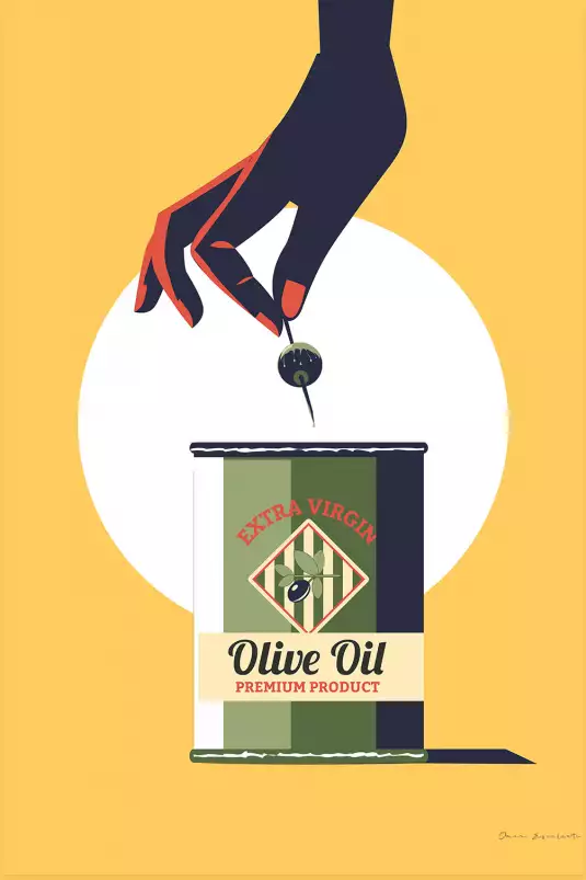 Huile d'olive extra - tableau cuisine tendance