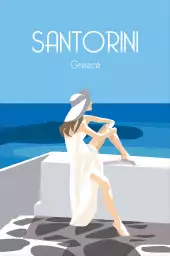 Le bleu de santorin - affiche de voyage