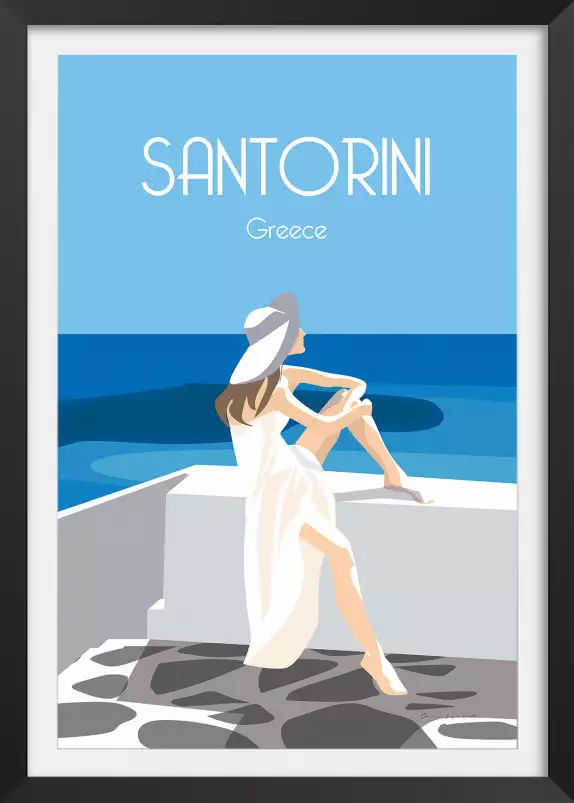 Le bleu de santorin - affiche de voyage