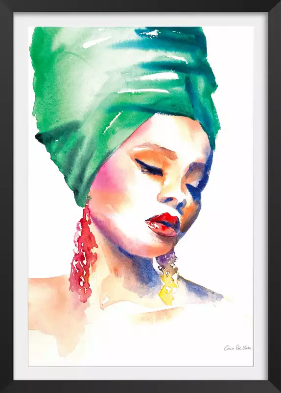 Turban vert - tableau contemporain