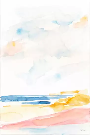 Plage watercolor - peinture mer