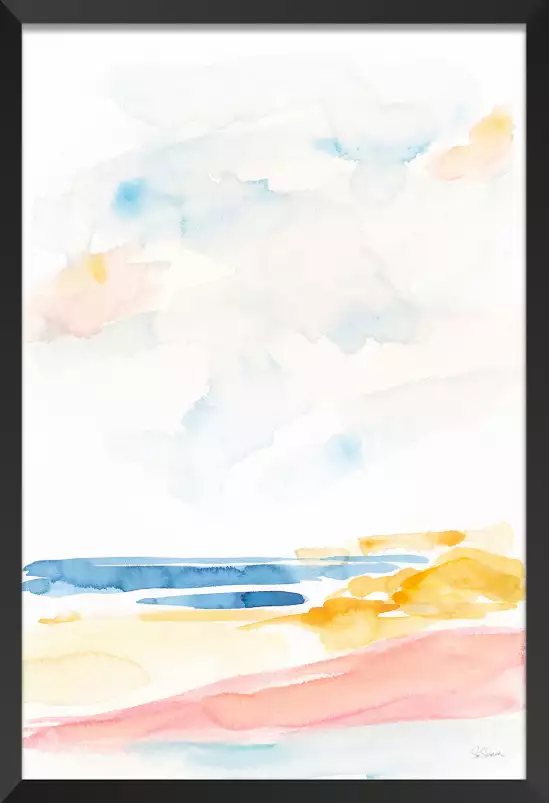 Plage watercolor - peinture mer