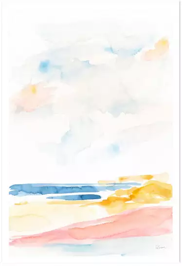 Plage watercolor - peinture mer