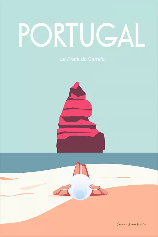 Plage au portugal - affiche mer