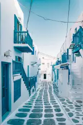 Rue bleue santorin - grece paysage