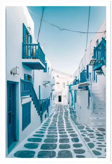Rue bleue santorin - grece paysage