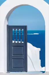 Porte bleue oia - grece paysage