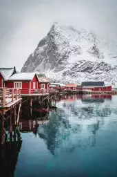 Village de pecheur norvegien - paysage hiver