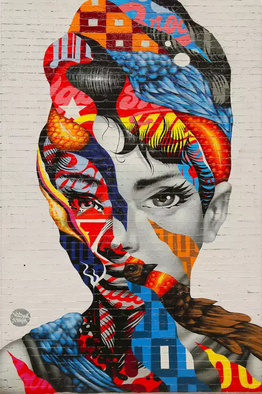 Visage Audrey speechless - poster street art