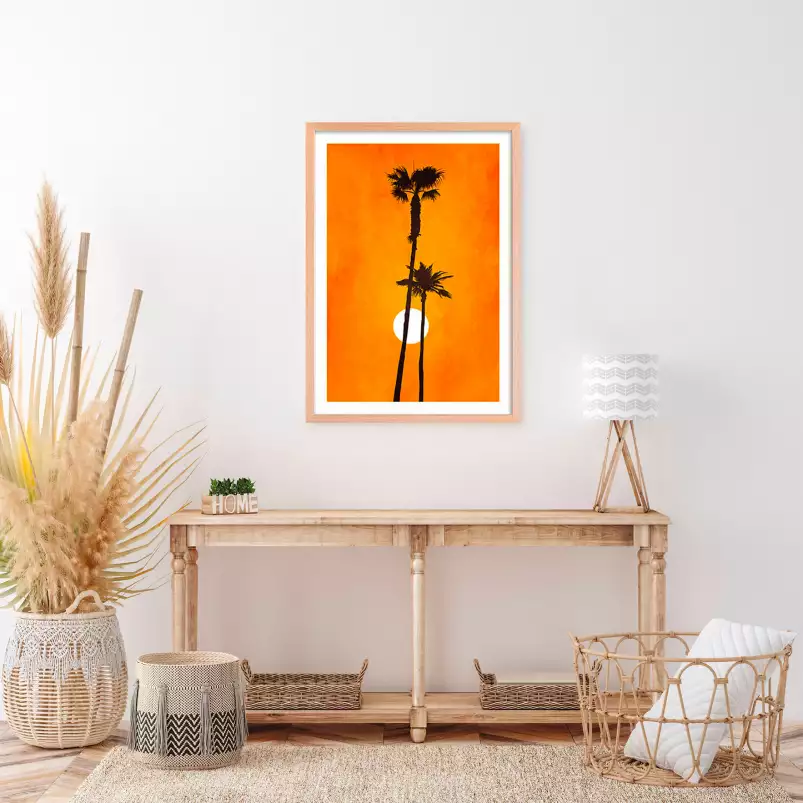Sunset palm - poster palmier