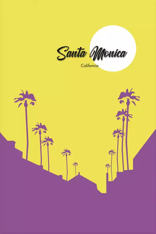 Santa Monica - affiche ville vintage