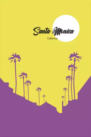 Santa Monica - affiche ville vintage