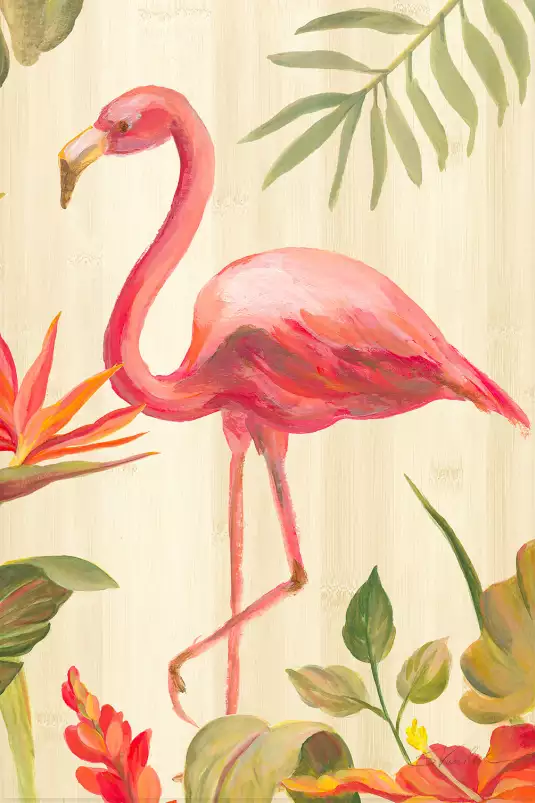 Flamant rose tropical - tableau animaux multicolore