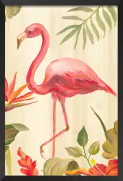 Flamant rose tropical - tableau animaux multicolore