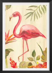 Flamant rose tropical - tableau animaux multicolore