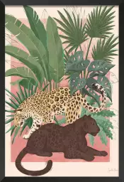 Black and white Panthers - affiche animaux jungle