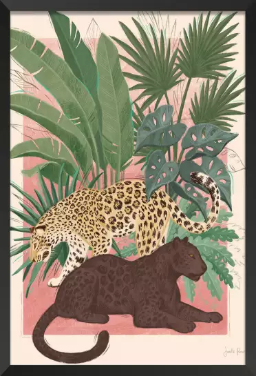 Black and white Panthers - affiche animaux jungle