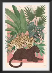 Black and white Panthers - affiche animaux jungle