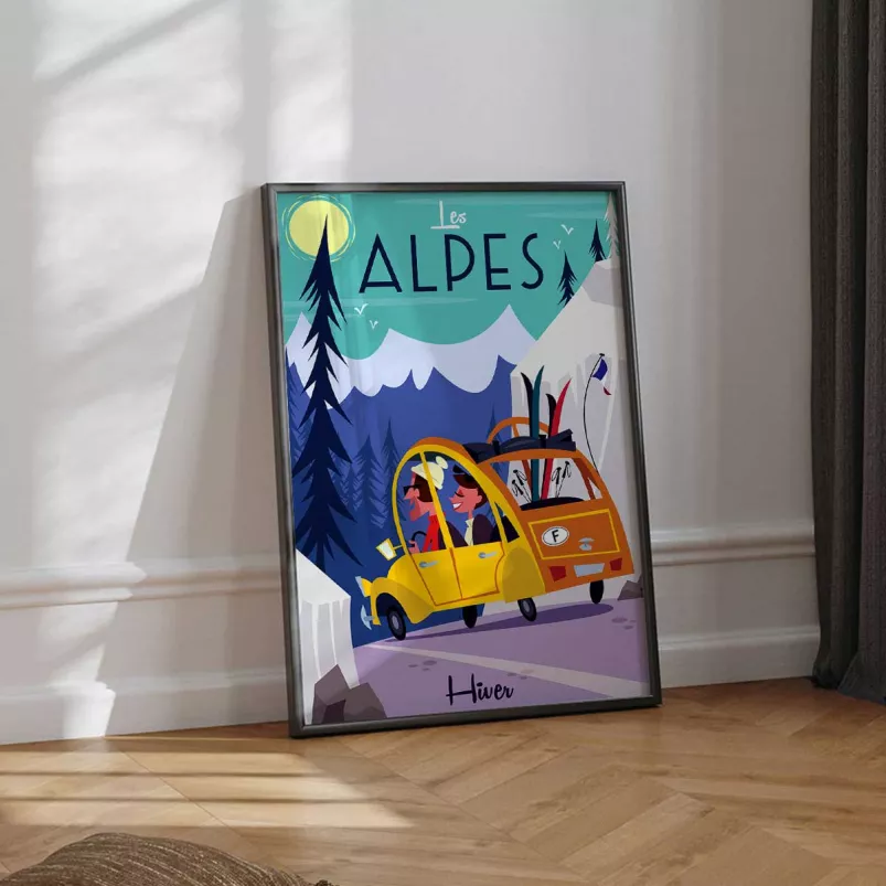 thumbnail interactive-video image 1 of La Route Des Alpes 1920s Vintage French Travel Poster – 18x24 Matte Print – Alpine Road Classic 1 of 6