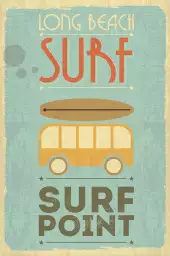 Surf point vintage - affiche surf vintage