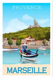 Affiche de collection - Marseille, le Port et la Bonne mère - Provence