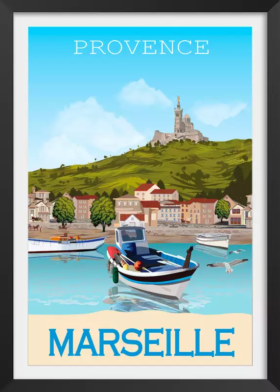 Affiche de collection - Marseille, le Port et la Bonne mère - Provence