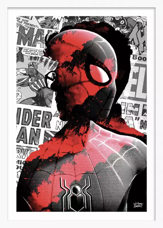 Tableau déco Spiderman noir et rouge peinture Pop Art - Tableau Deco