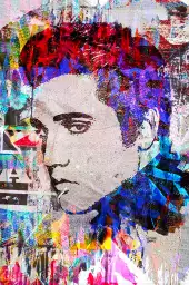 Elvis presley cut papers - street art tableau