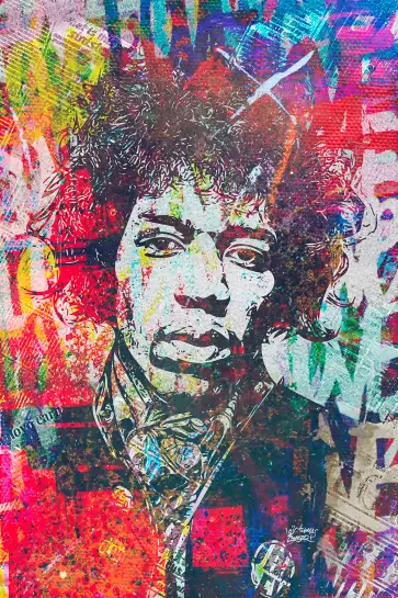 Jimmy hendrix psyché - street art tableau