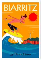 Surf à Biarritz - affiche sud ouest