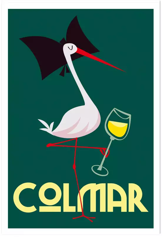 Cigogne de Colmar - affiche alsace