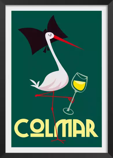 Cigogne de Colmar - affiche alsace