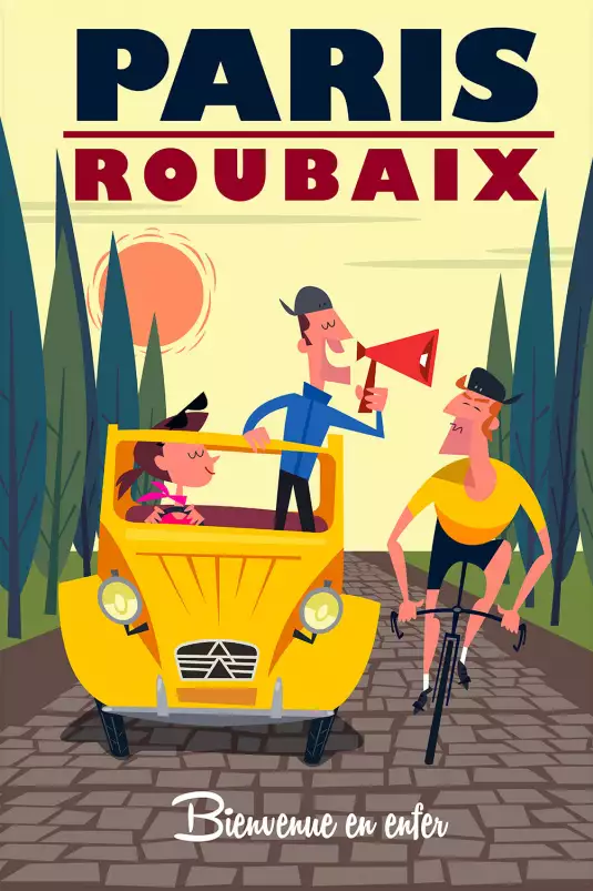 Course Paris, Roubaix - poster humouristique