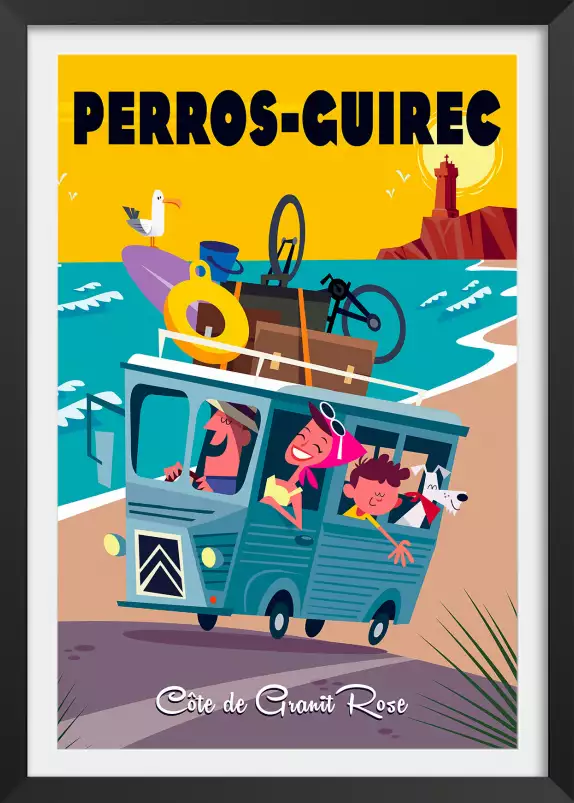 Road Trip à Perros Guirec - affiche bretagne