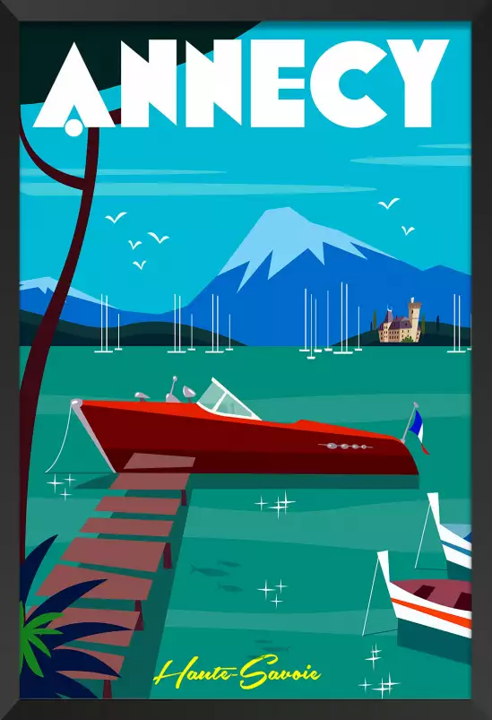 Château et Lac d' Annecy - affiche les alpes